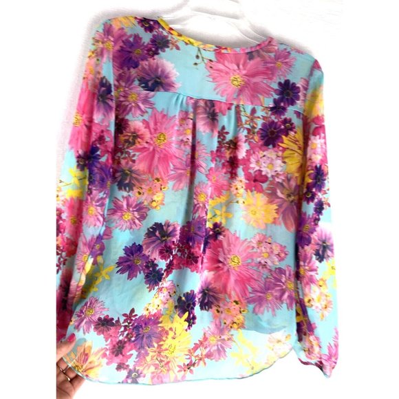 AGACI A'Gaci Women's Small Top Sheer Floral Boho 3/4 Sleeve Blouse USA Made - Picture 6 of 12
